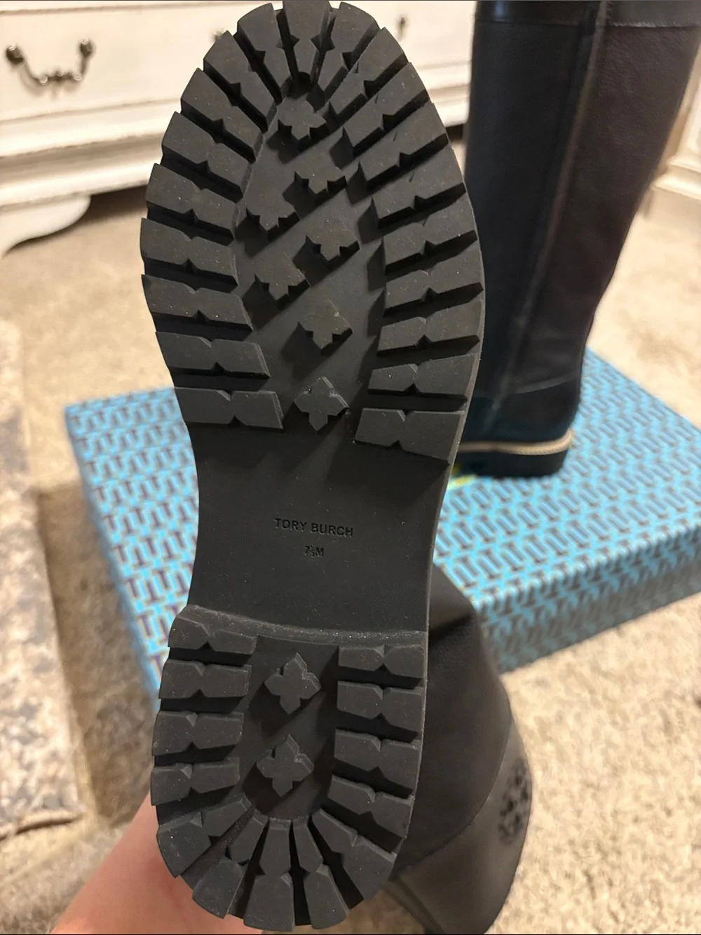 Tory Burch Dark Brown Tall Leather Zip Riding Boots